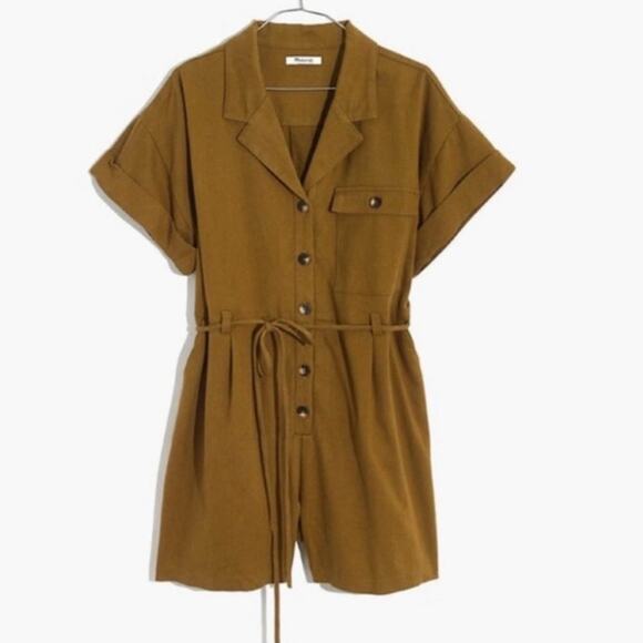MADEWELL Belted Safari Romper pockets short cuffed sleeves 3197 - Picture 1 of 7